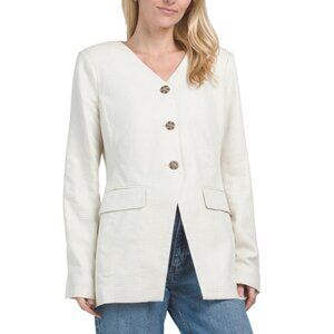 BAGATELLE COLLECTION Almond Linen Blend Tailored Jacket